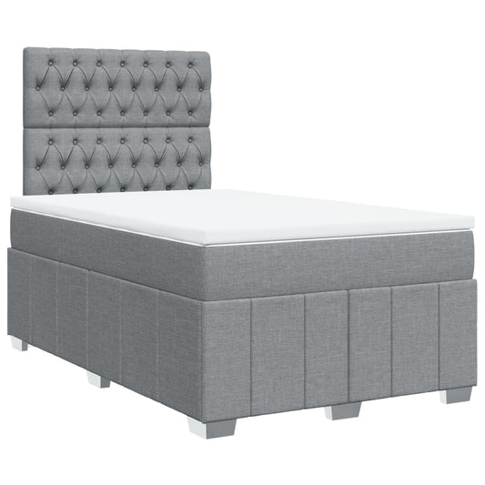vidaXL Κρεβάτι Boxspring με Στρώμα Ανοιχτό Γκρι 120x190 εκ. Υφασμάτινο