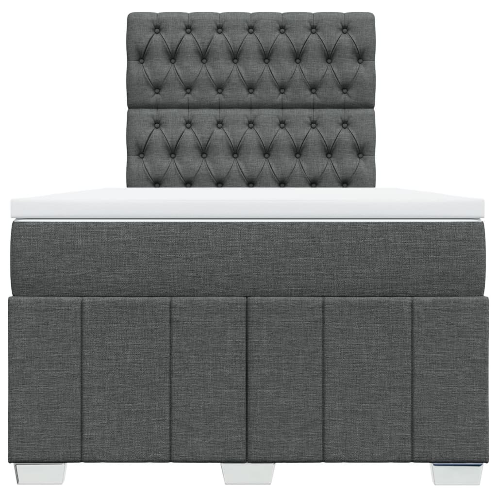 vidaXL Κρεβάτι Boxspring με Στρώμα Σκούρο Γκρι 120x190 εκ Υφασμάτινο