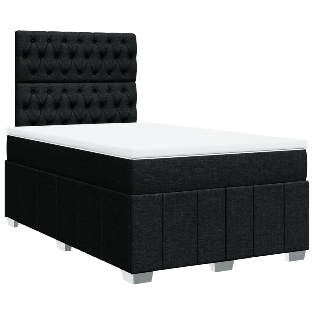 vidaXL Κρεβάτι Boxspring με Στρώμα Μαύρο 120x190 εκ. Υφασμάτινο