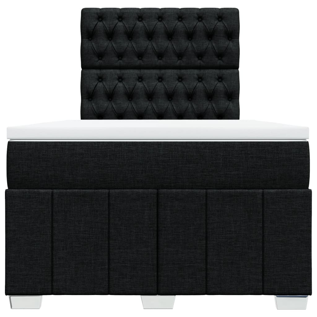vidaXL Κρεβάτι Boxspring με Στρώμα Μαύρο 120x190 εκ. Υφασμάτινο