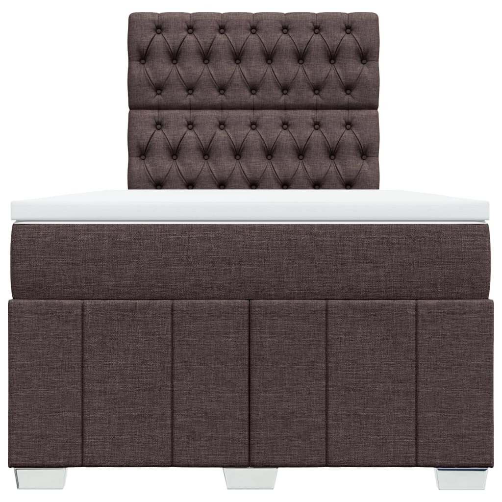 vidaXL Κρεβάτι Boxspring με Στρώμα Σκούρο Καφέ 120x190 εκ Υφασμάτινο