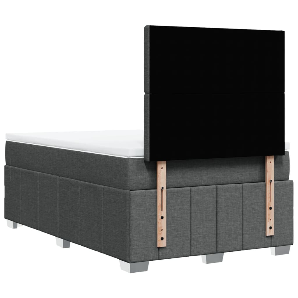 vidaXL Κρεβάτι Boxspring με Στρώμα Σκούρο Γκρι 120x190 εκ Υφασμάτινο