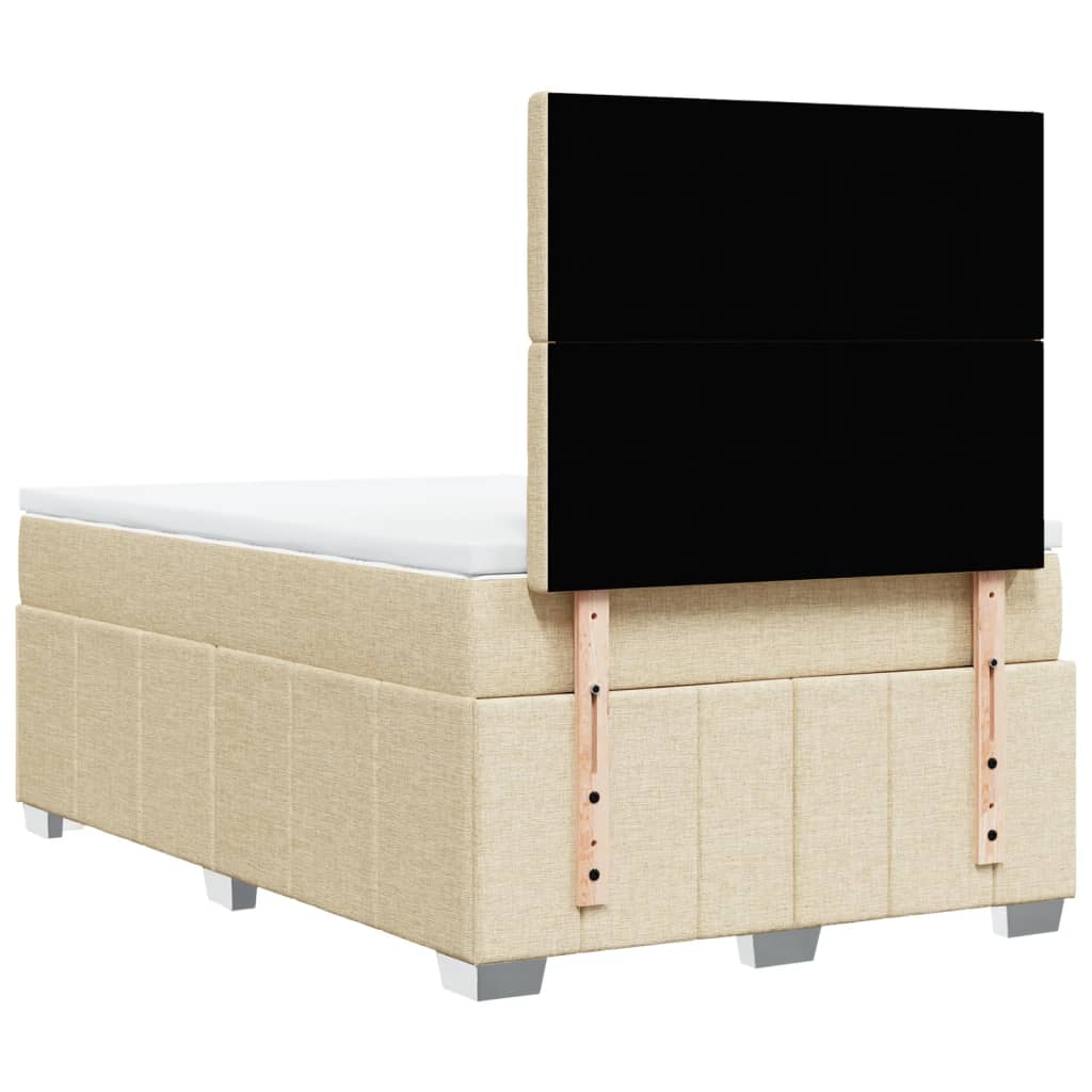 vidaXL Κρεβάτι Boxspring με Στρώμα Κρεμ 120x190 εκ. Υφασμάτινο
