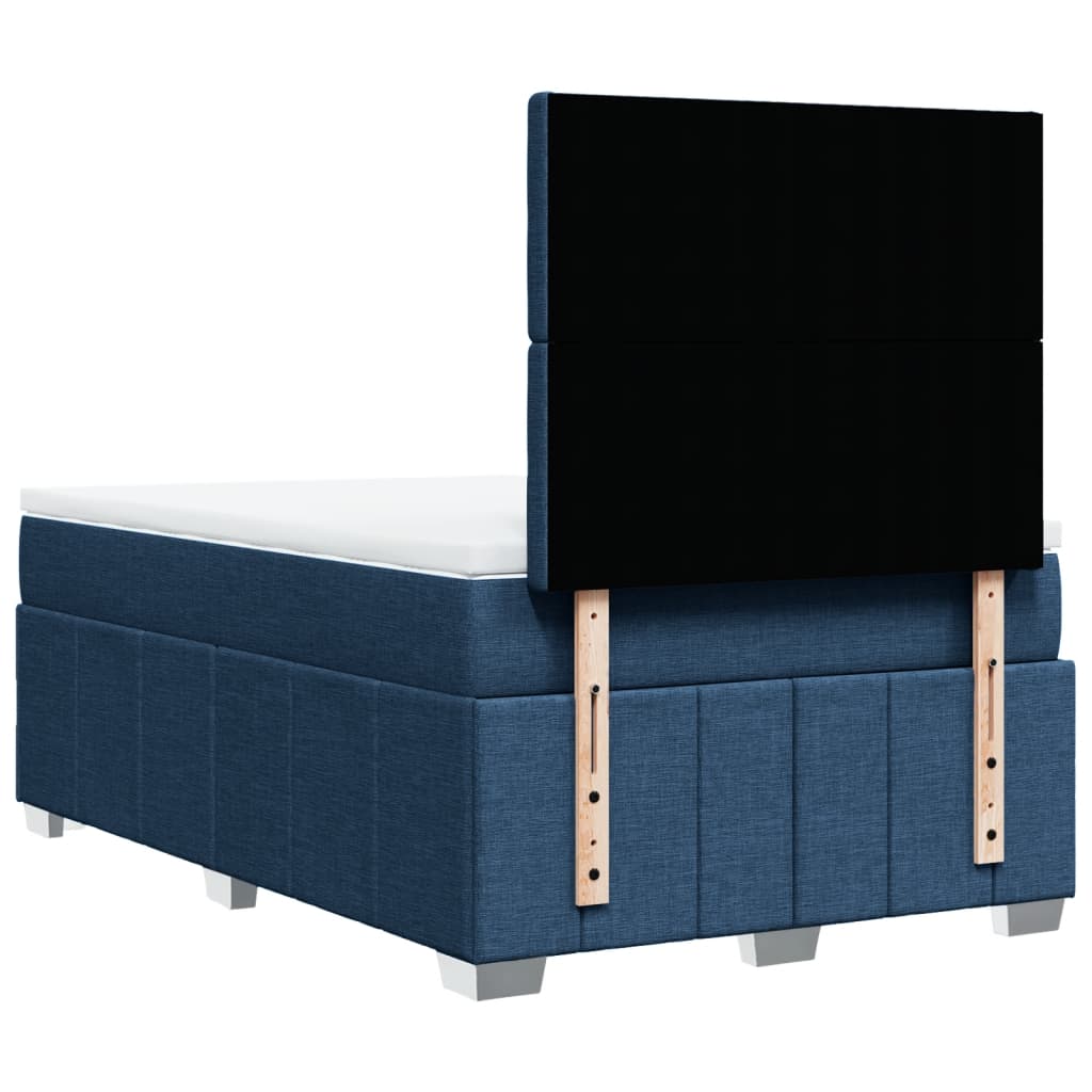 vidaXL Κρεβάτι Boxspring με Στρώμα Μπλε 120x190 εκ. Υφασμάτινο