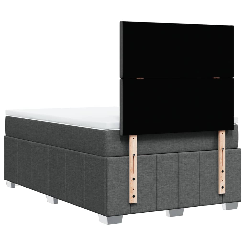 vidaXL Κρεβάτι Boxspring με Στρώμα Σκούρο Γκρι 120x200 εκ. Υφασμάτινο