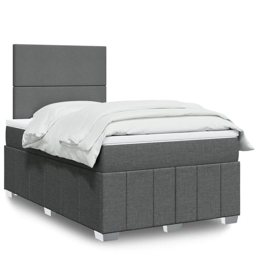 vidaXL Κρεβάτι Boxspring με Στρώμα Σκούρο Γκρι 120x200 εκ. Υφασμάτινο