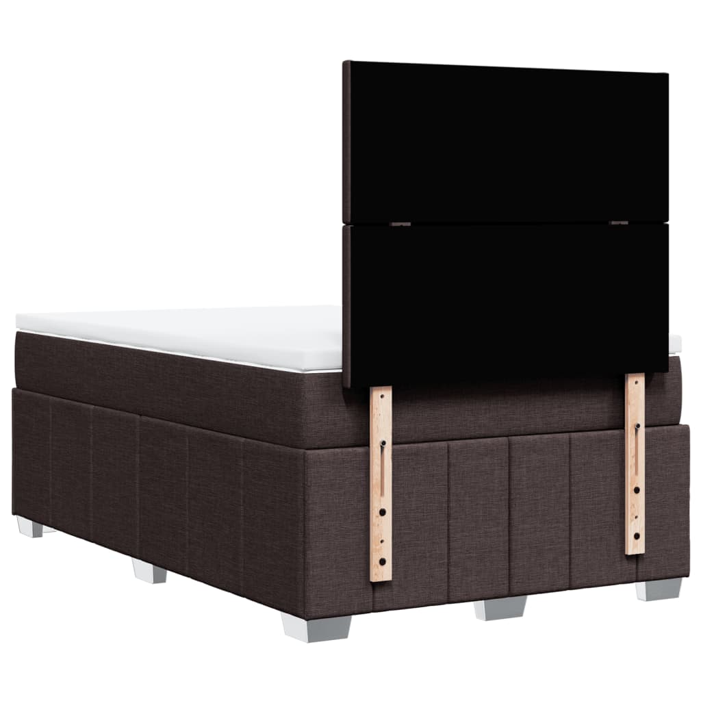 vidaXL Κρεβάτι Boxspring με Στρώμα Σκούρο Καφέ 120x200 εκ. Υφασμάτινο