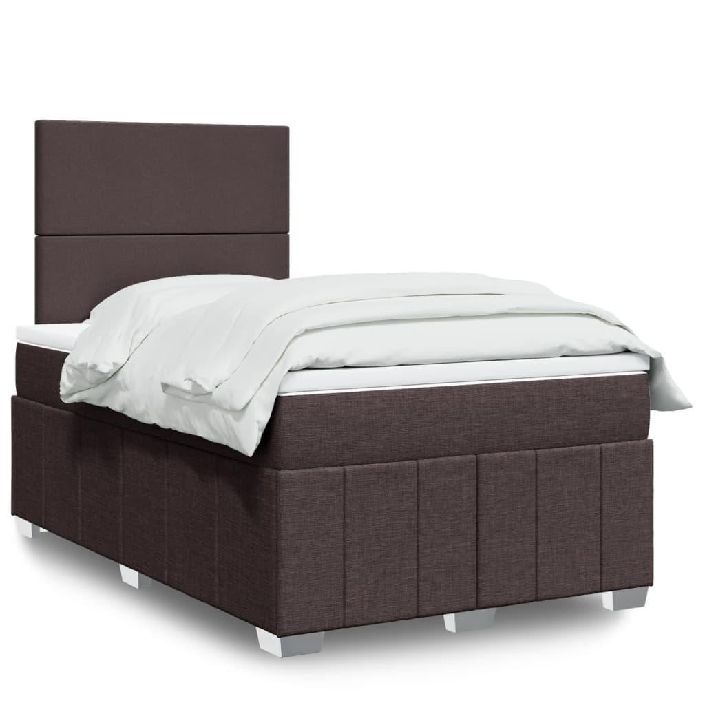 vidaXL Κρεβάτι Boxspring με Στρώμα Σκούρο Καφέ 120x200 εκ. Υφασμάτινο