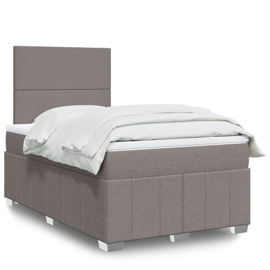 vidaXL Κρεβάτι Boxspring με Στρώμα Taupe 120x200 εκ. Υφασμάτινο