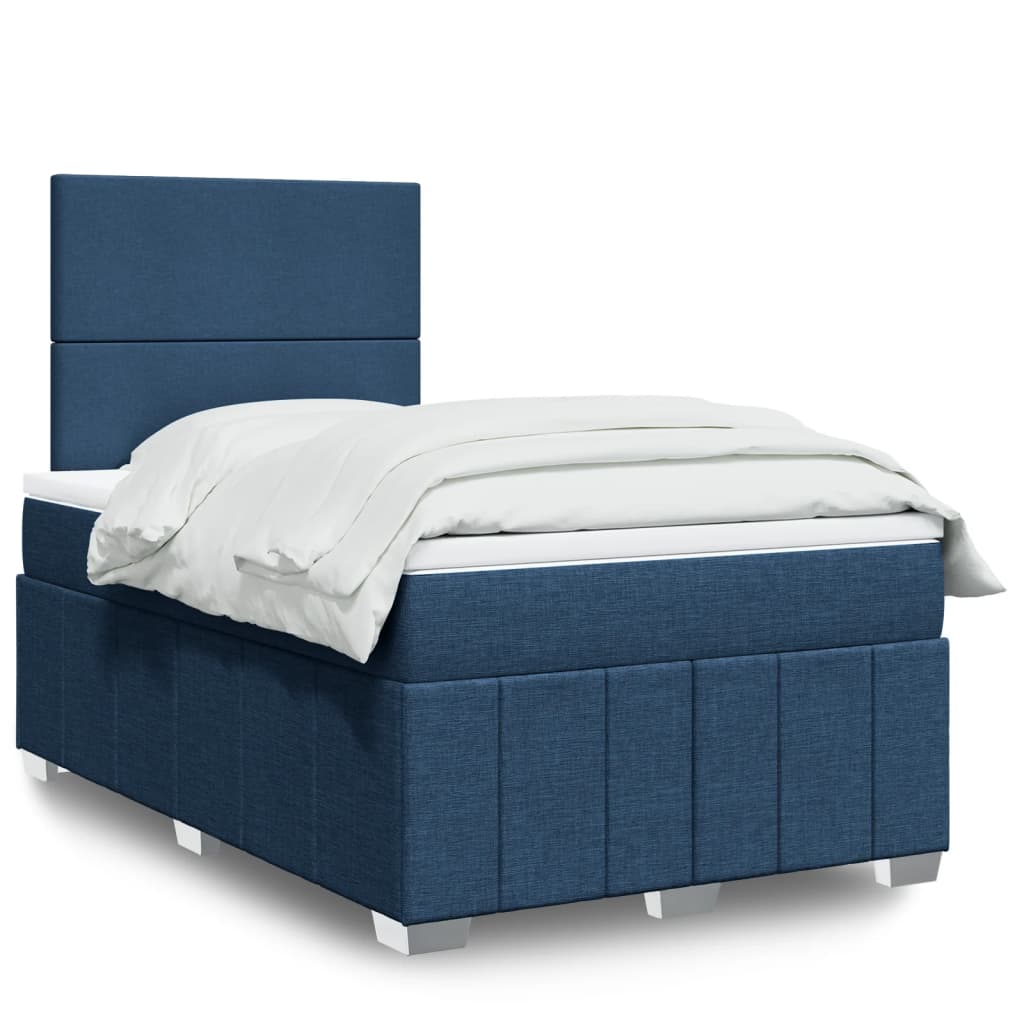 vidaXL Κρεβάτι Boxspring με Στρώμα Μπλε 120x200 εκ. Υφασμάτινο
