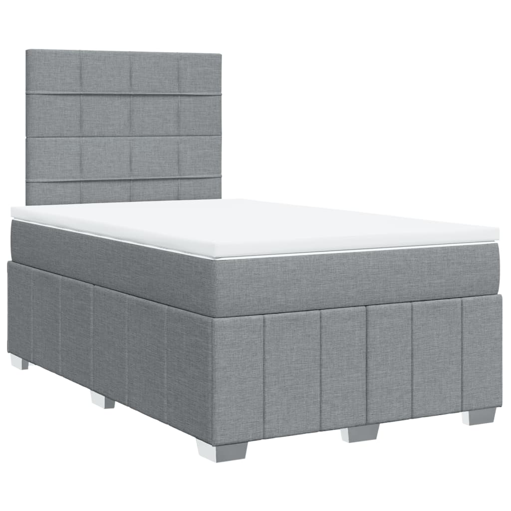 vidaXL Κρεβάτι Boxspring με Στρώμα Ανοιχτό Γκρι 120x200 εκ. Υφασμάτινο