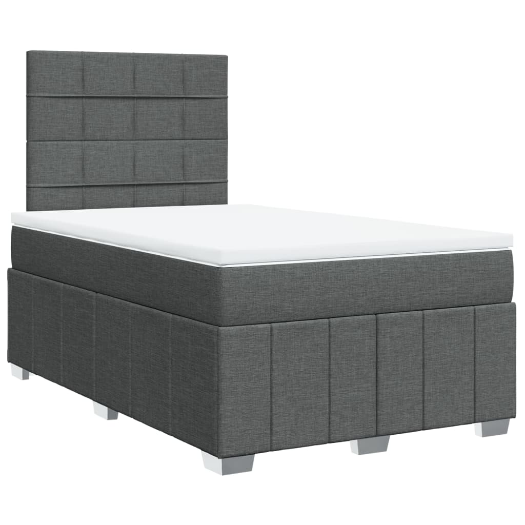 vidaXL Κρεβάτι Boxspring με Στρώμα Σκούρο Γκρι 120x200 εκ. Υφασμάτινο