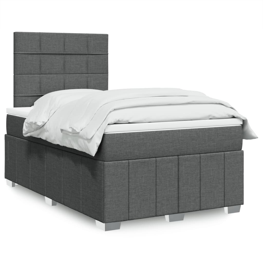 vidaXL Κρεβάτι Boxspring με Στρώμα Σκούρο Γκρι 120x200 εκ. Υφασμάτινο