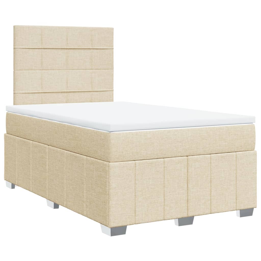 vidaXL Κρεβάτι Boxspring με Στρώμα Κρεμ 120x200 εκ. Υφασμάτινο
