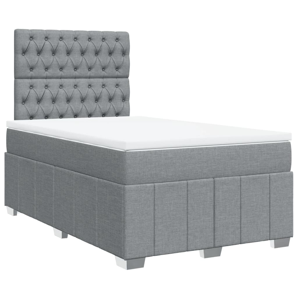 vidaXL Κρεβάτι Boxspring με Στρώμα Ανοιχτό Γκρι 120x200 εκ. Υφασμάτινο