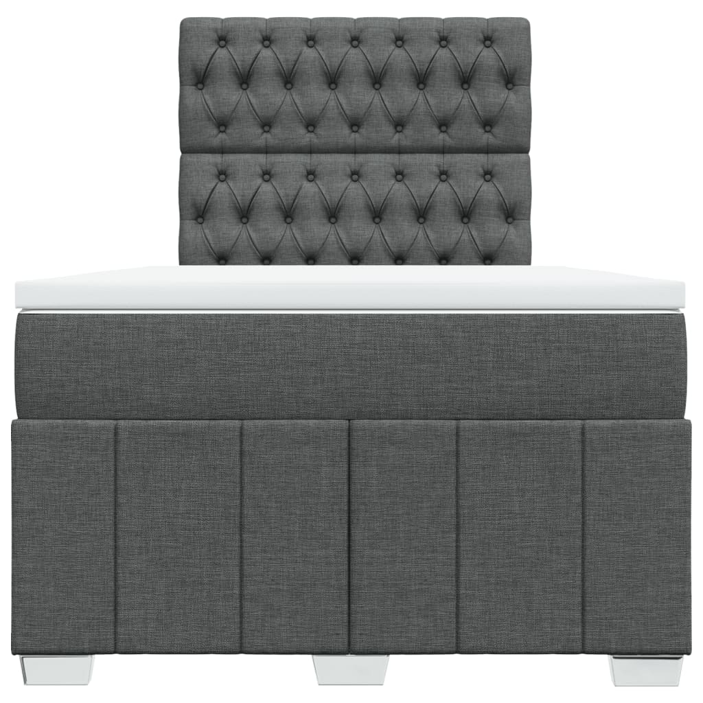 vidaXL Κρεβάτι Boxspring με Στρώμα Σκούρο Γκρι 120x200 εκ. Υφασμάτινο