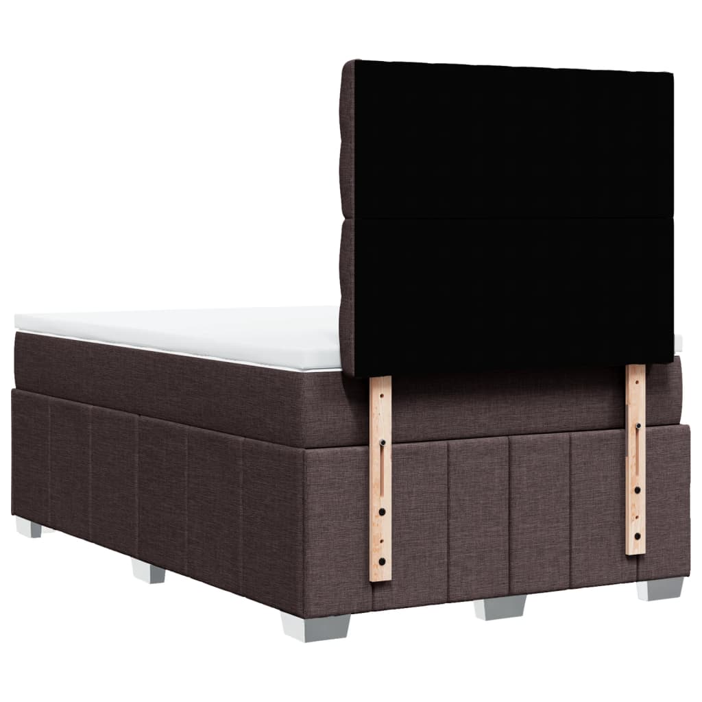 vidaXL Κρεβάτι Boxspring με Στρώμα Σκούρο Καφέ 120x200 εκ. Υφασμάτινο