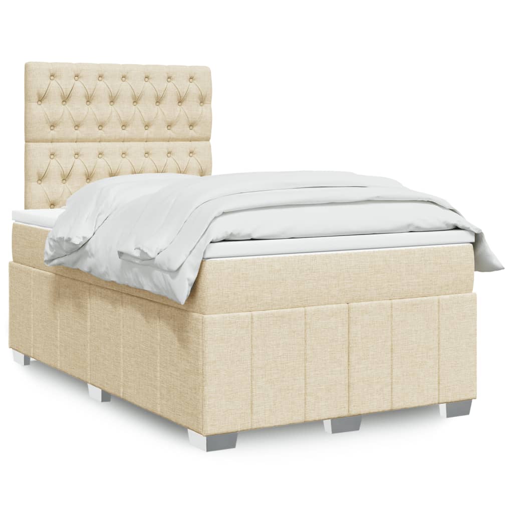 vidaXL Κρεβάτι Boxspring με Στρώμα Κρεμ 120x200 εκ. Υφασμάτινο