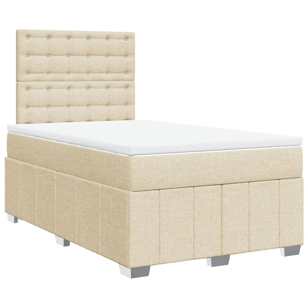 vidaXL Κρεβάτι Boxspring με Στρώμα Κρεμ 120x200 εκ. Υφασμάτινο