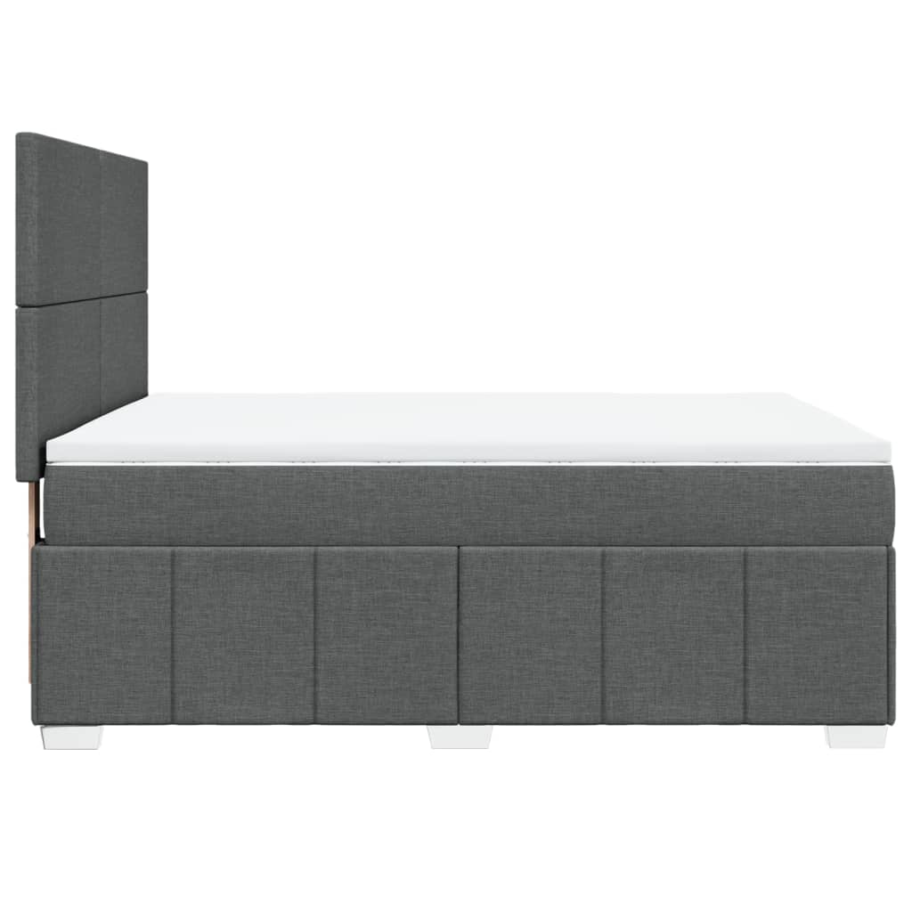 vidaXL Κρεβάτι Boxspring με Στρώμα Σκούρο Γκρι 140x190 εκ. Υφασμάτινο