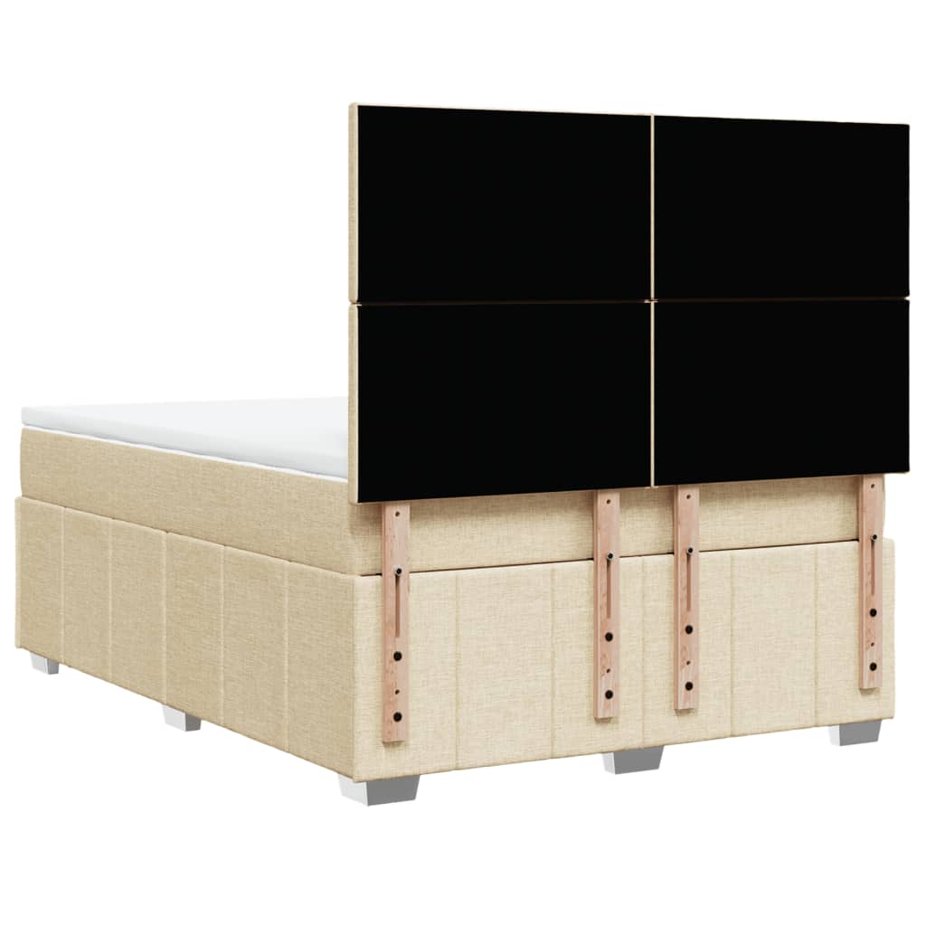 vidaXL Κρεβάτι Boxspring με Στρώμα Κρεμ 140x190 εκ. Υφασμάτινο