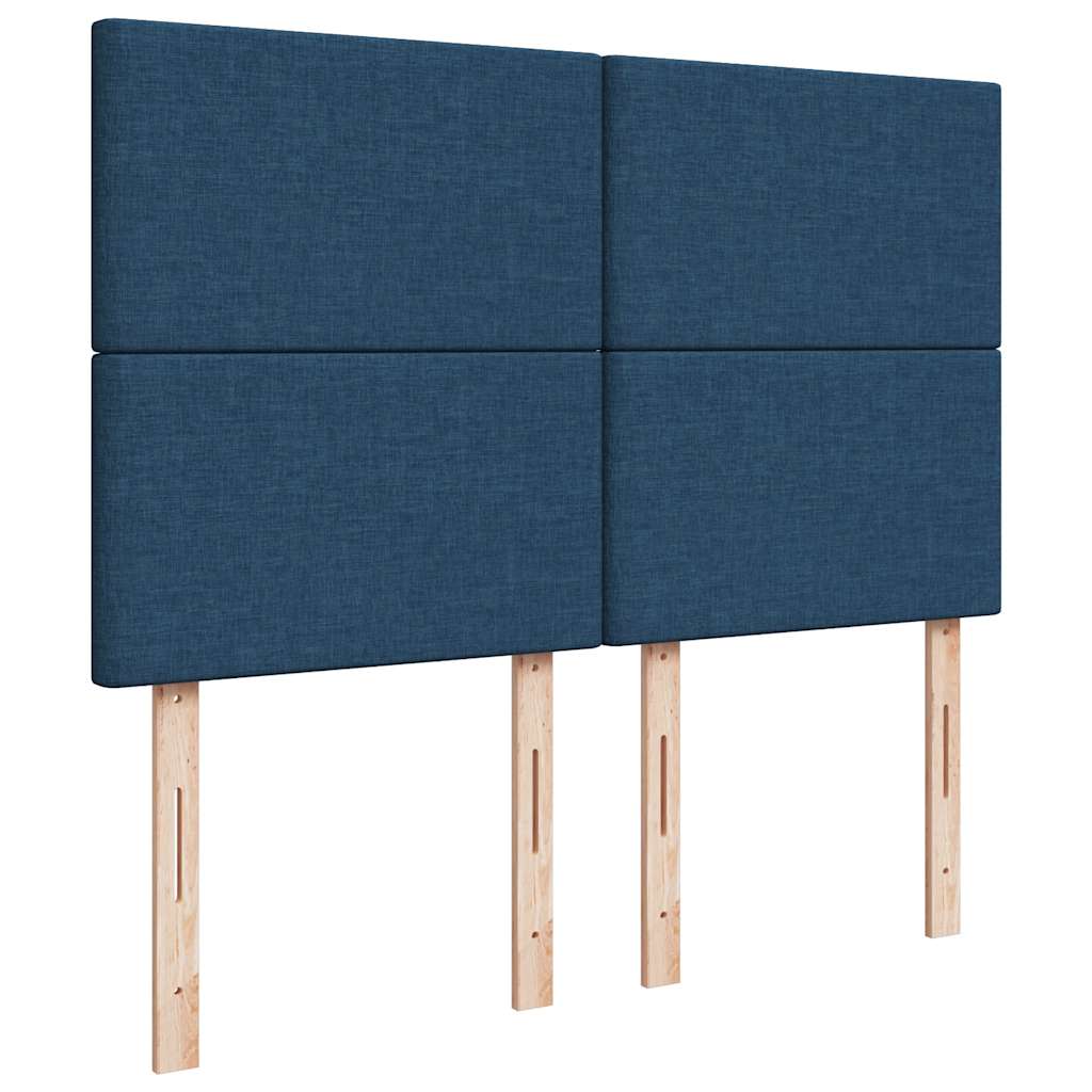 vidaXL Κρεβάτι Boxspring με Στρώμα Μπλε 140x190 εκ. Υφασμάτινο