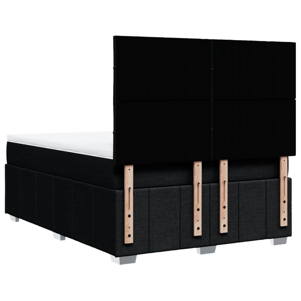 vidaXL Κρεβάτι Boxspring με Στρώμα Μαύρο 140x190 εκ. Υφασμάτινο