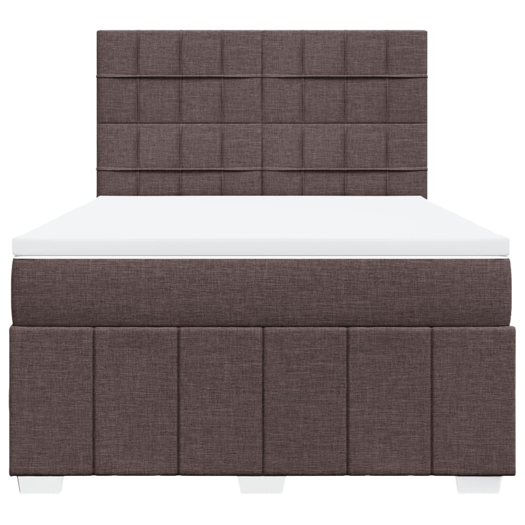 vidaXL Κρεβάτι Boxspring με Στρώμα Σκούρο Καφέ 140x190 εκ. Υφασμάτινο