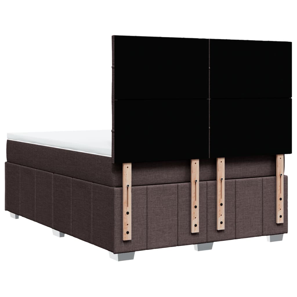 vidaXL Κρεβάτι Boxspring με Στρώμα Σκούρο Καφέ 140x190 εκ. Υφασμάτινο