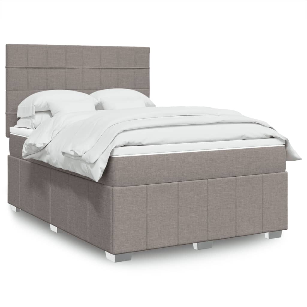 vidaXL Κρεβάτι Boxspring με Στρώμα Taupe 140x190 εκ. Υφασμάτινο