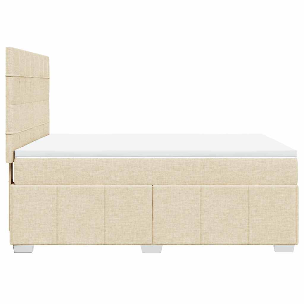 vidaXL Κρεβάτι Boxspring με Στρώμα Κρεμ 140x190 εκ. Υφασμάτινο