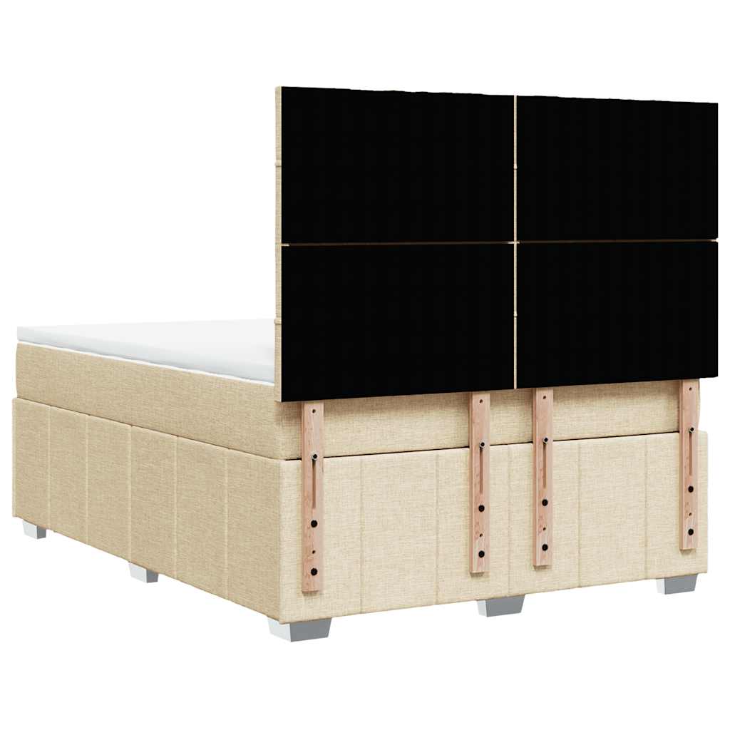 vidaXL Κρεβάτι Boxspring με Στρώμα Κρεμ 140x190 εκ. Υφασμάτινο