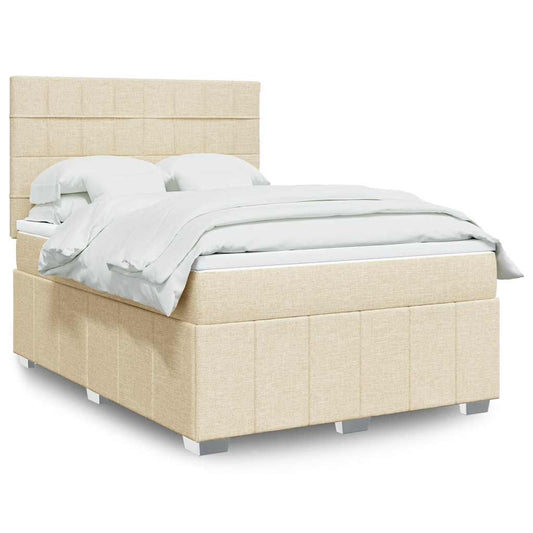 vidaXL Κρεβάτι Boxspring με Στρώμα Κρεμ 140x190 εκ. Υφασμάτινο