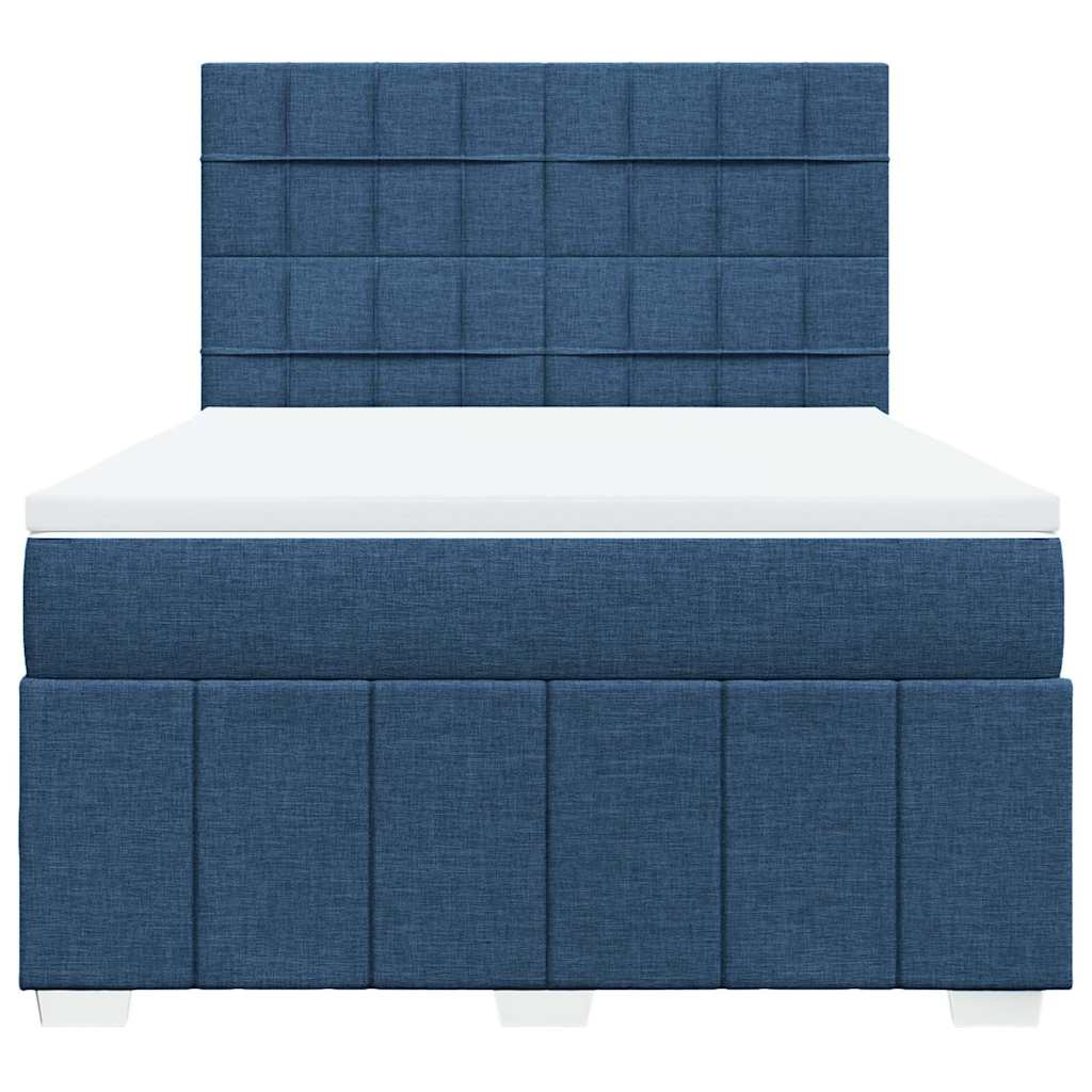 vidaXL Κρεβάτι Boxspring με Στρώμα Μπλε 140x190 εκ. Υφασμάτινο
