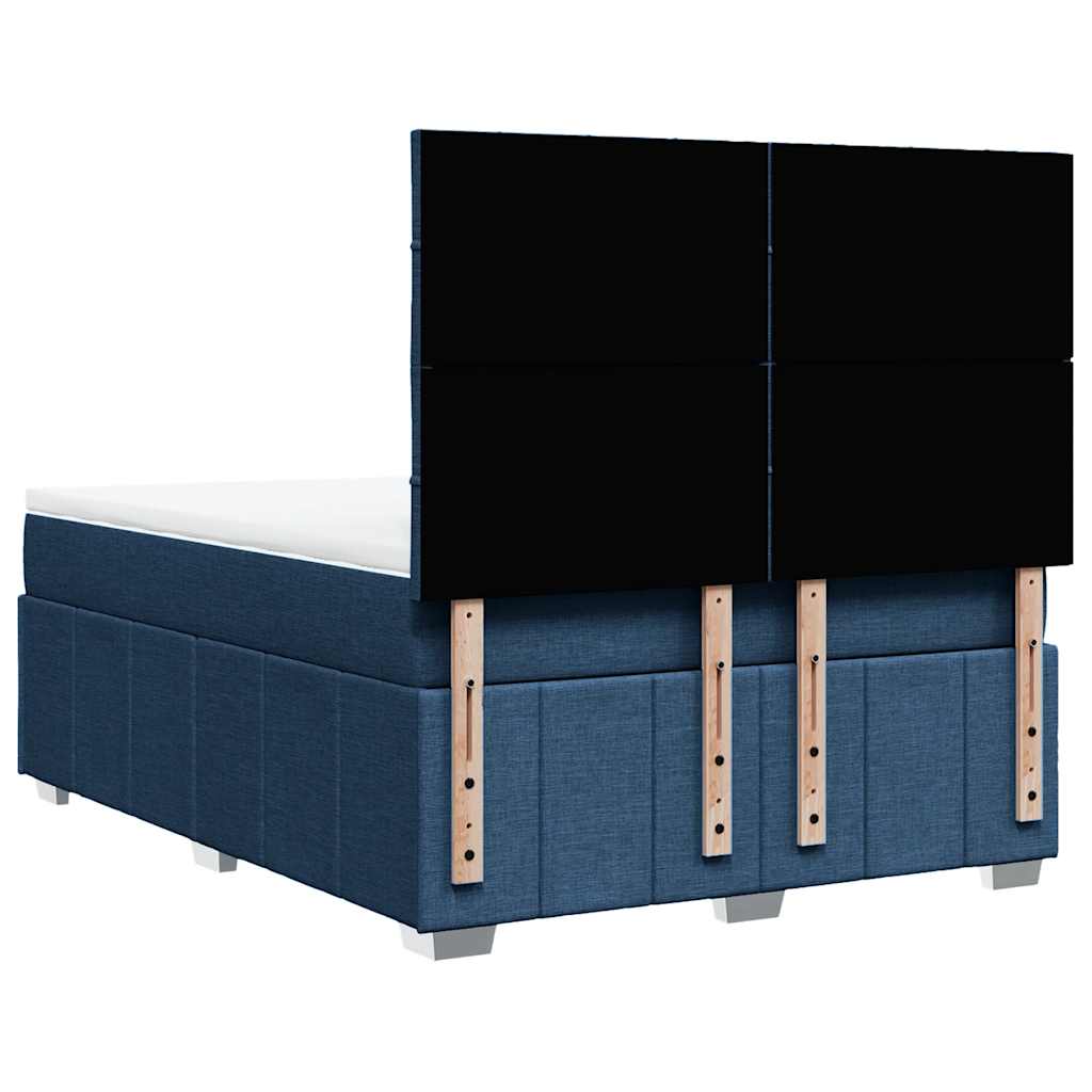 vidaXL Κρεβάτι Boxspring με Στρώμα Μπλε 140x190 εκ. Υφασμάτινο
