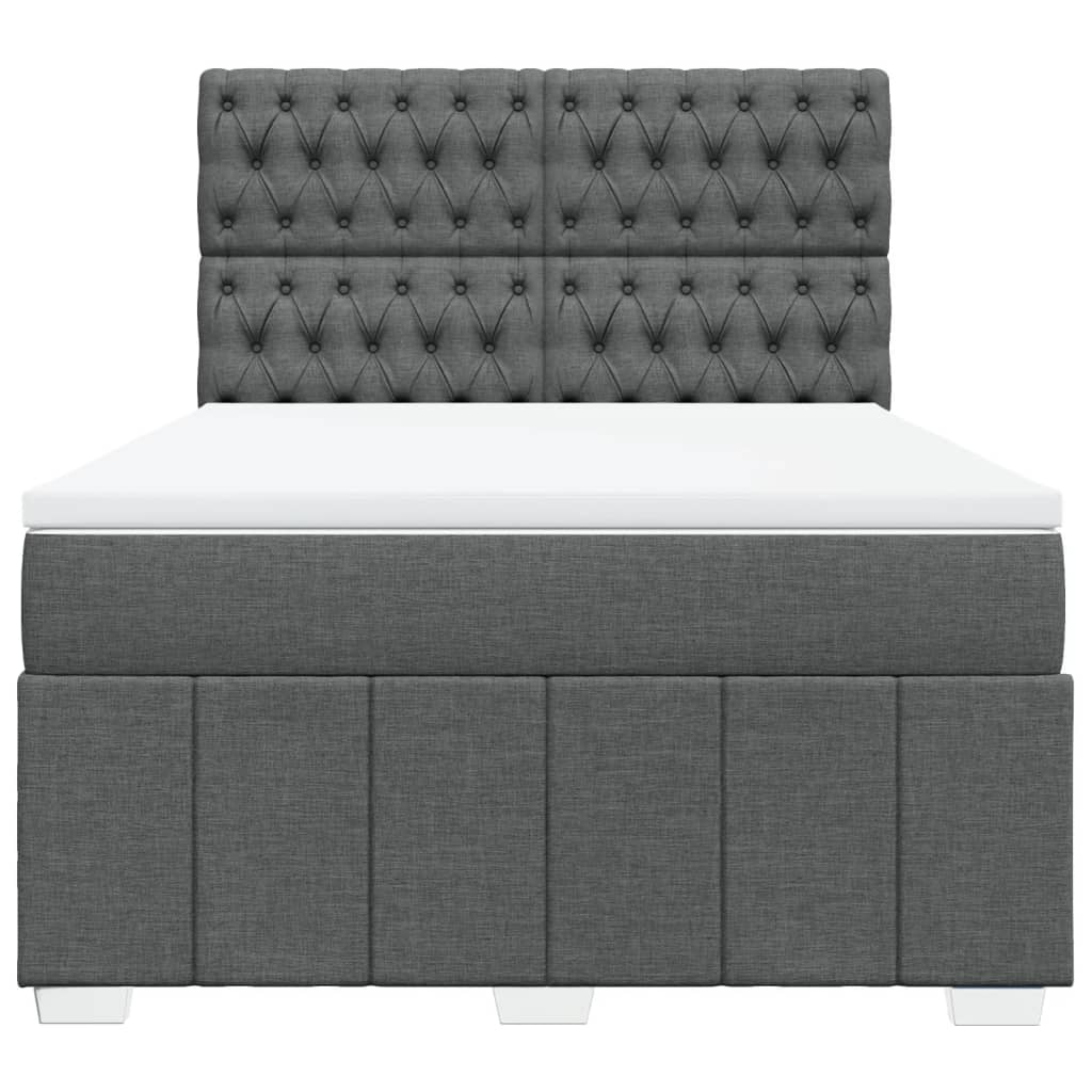 vidaXL Κρεβάτι Boxspring με Στρώμα Σκούρο Γκρι 140x190 εκ. Υφασμάτινο