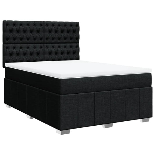 vidaXL Κρεβάτι Boxspring με Στρώμα Μαύρο 140x190 εκ. Υφασμάτινο
