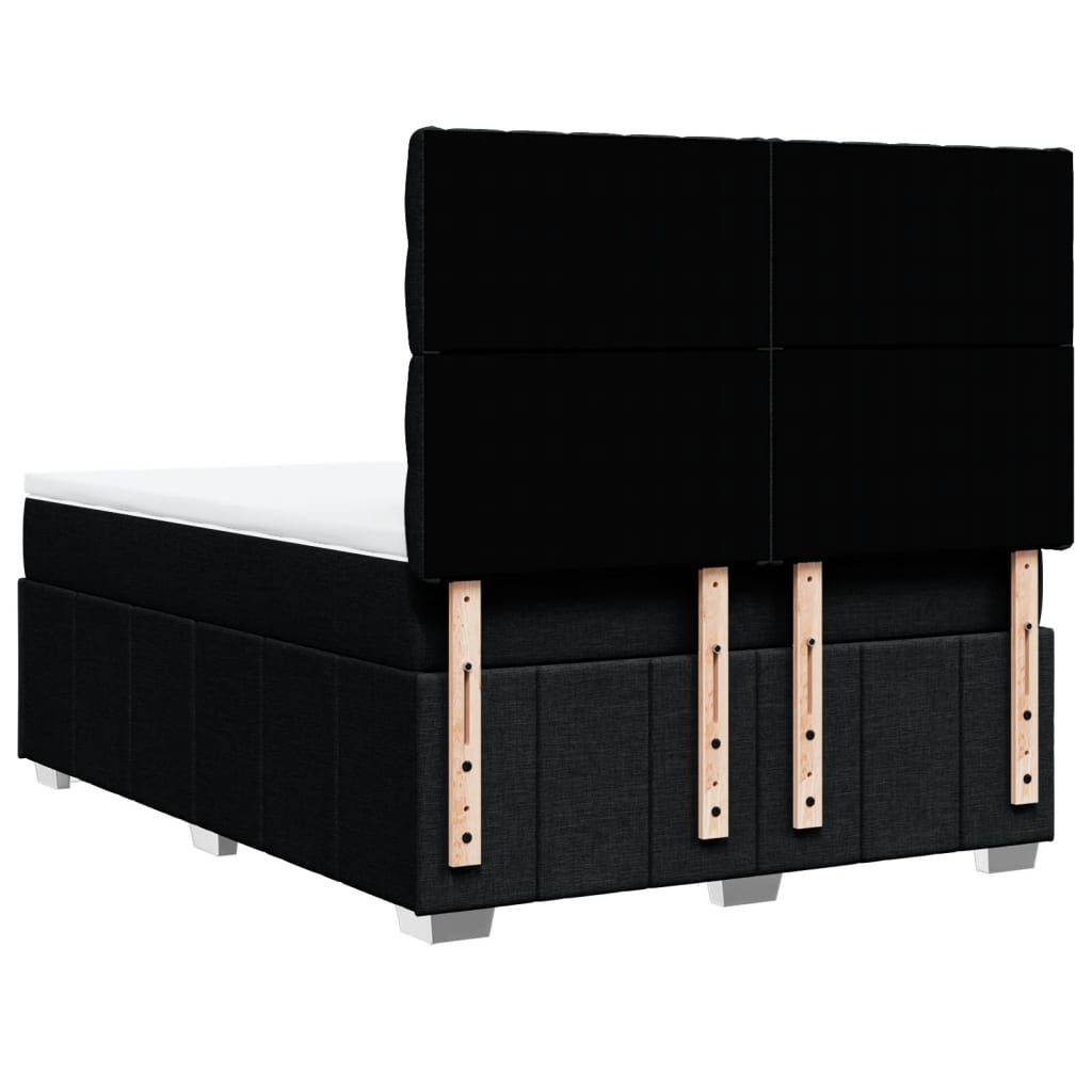 vidaXL Κρεβάτι Boxspring με Στρώμα Μαύρο 140x190 εκ. Υφασμάτινο