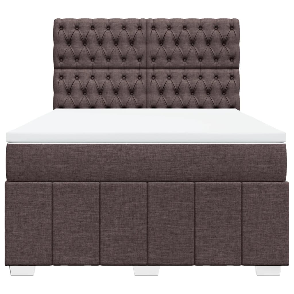vidaXL Κρεβάτι Boxspring με Στρώμα Σκούρο Καφέ 140x190 εκ. Υφασμάτινο