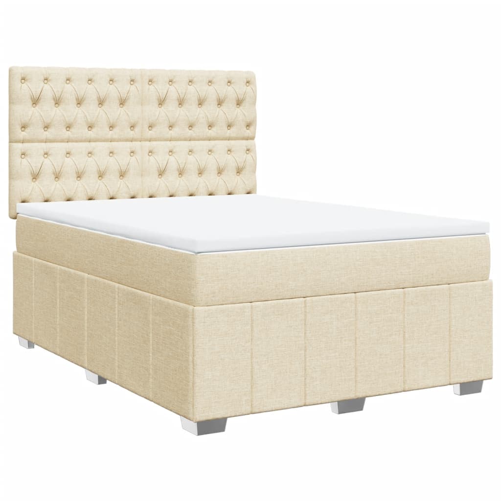 vidaXL Κρεβάτι Boxspring με Στρώμα Κρεμ 140x190 εκ. Υφασμάτινο