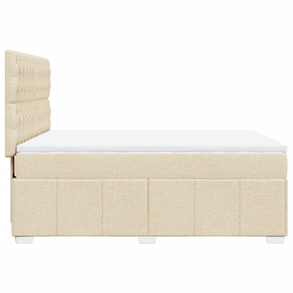 vidaXL Κρεβάτι Boxspring με Στρώμα Κρεμ 140x190 εκ. Υφασμάτινο