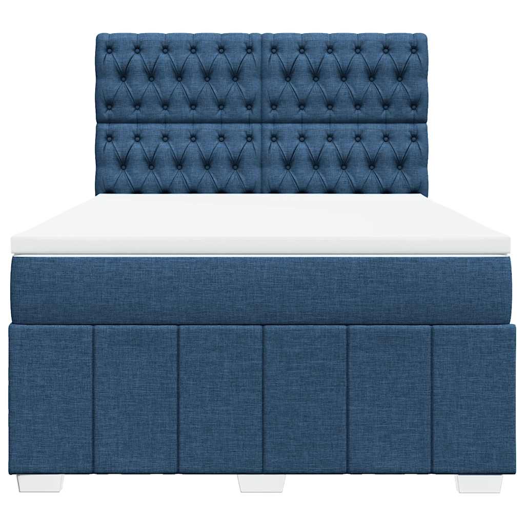 vidaXL Κρεβάτι Boxspring με Στρώμα Μπλε 140x190 εκ. Υφασμάτινο