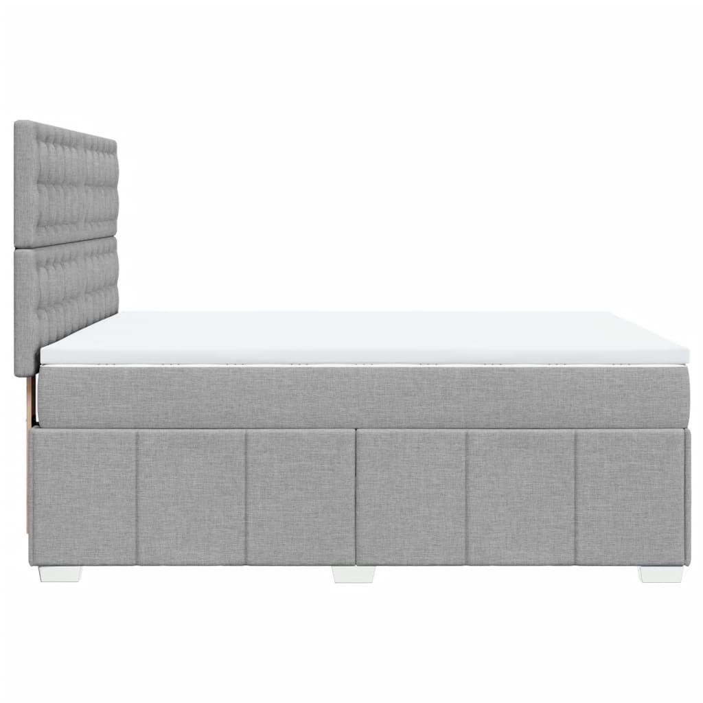 vidaXL Κρεβάτι Boxspring με Στρώμα Ανοιχτό Γκρι 140x190 εκ. Υφασμάτινο