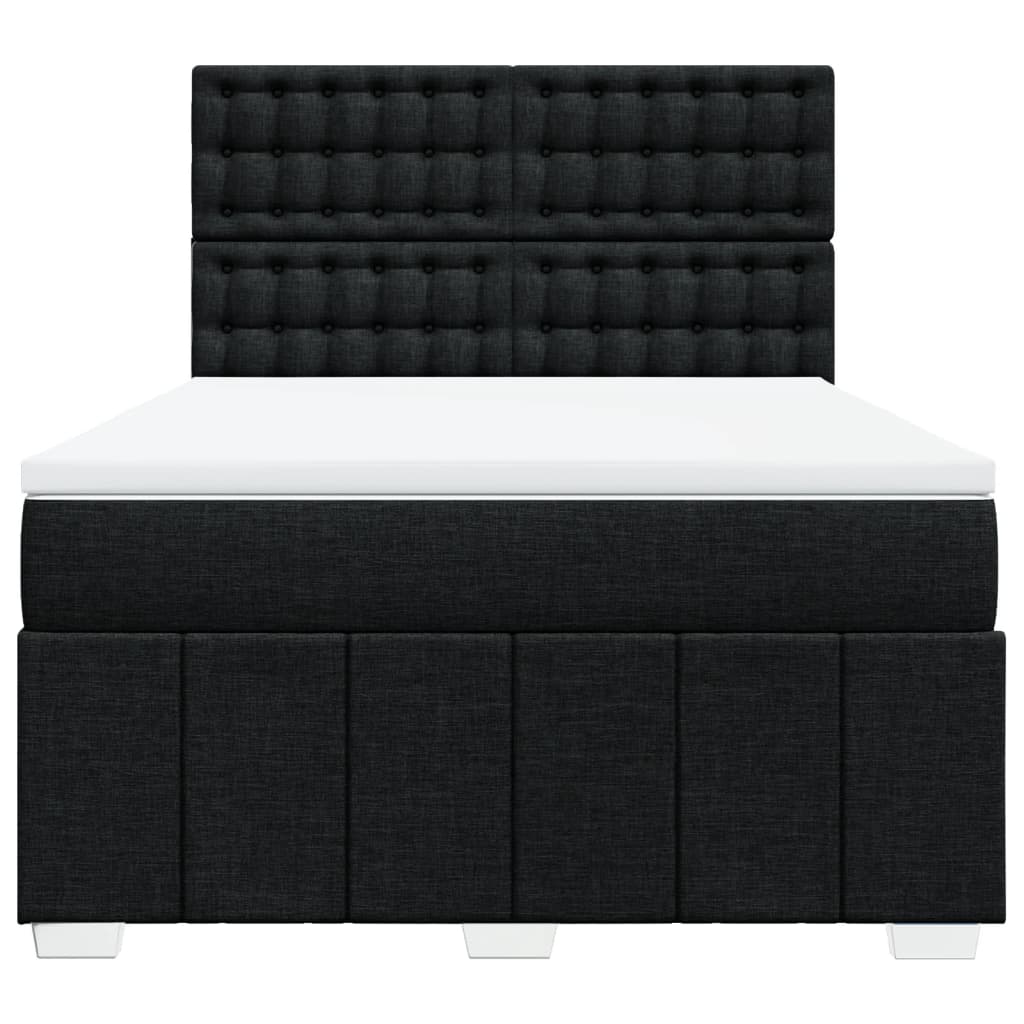 vidaXL Κρεβάτι Boxspring με Στρώμα Μαύρο 140x190 εκ. Υφασμάτινο