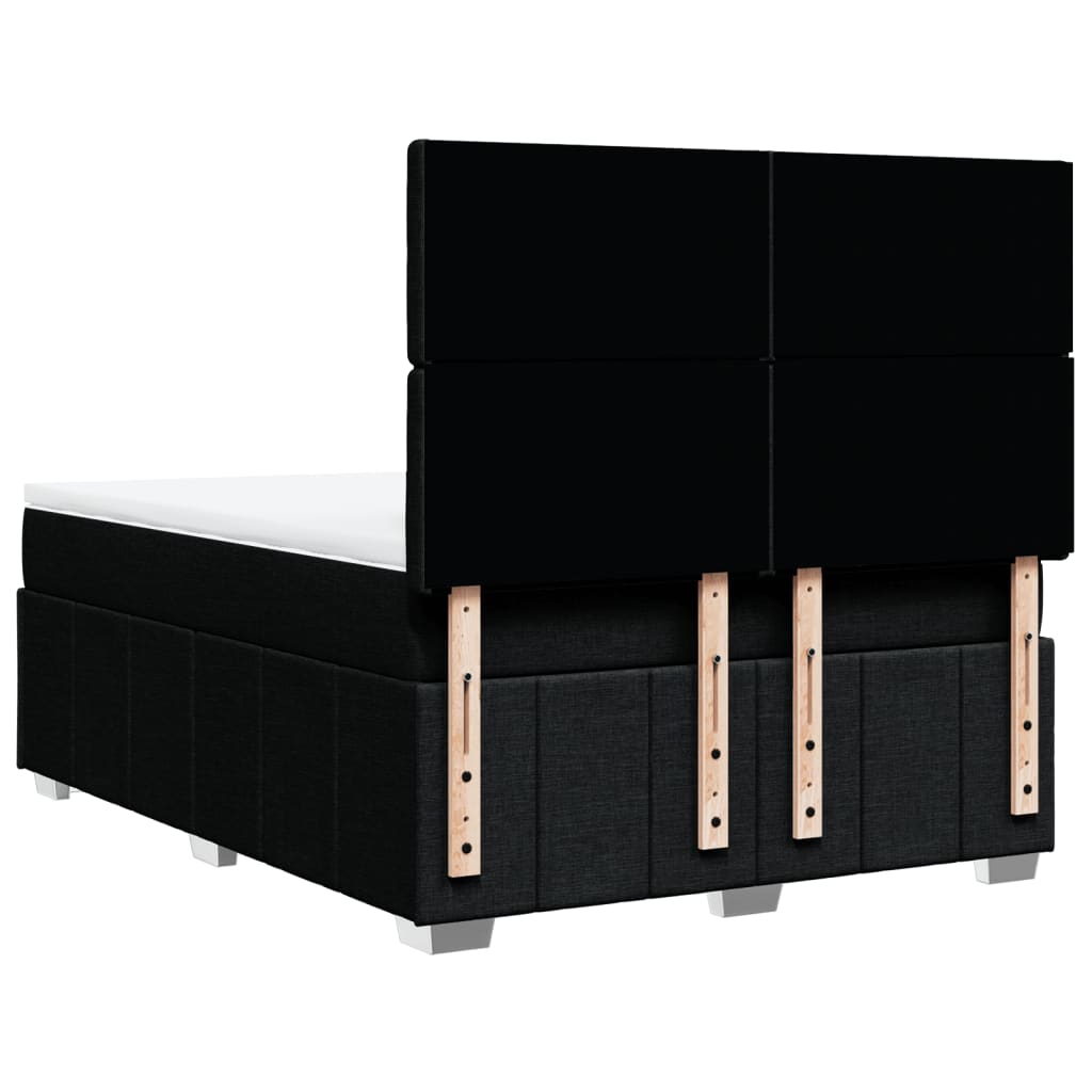 vidaXL Κρεβάτι Boxspring με Στρώμα Μαύρο 140x190 εκ. Υφασμάτινο