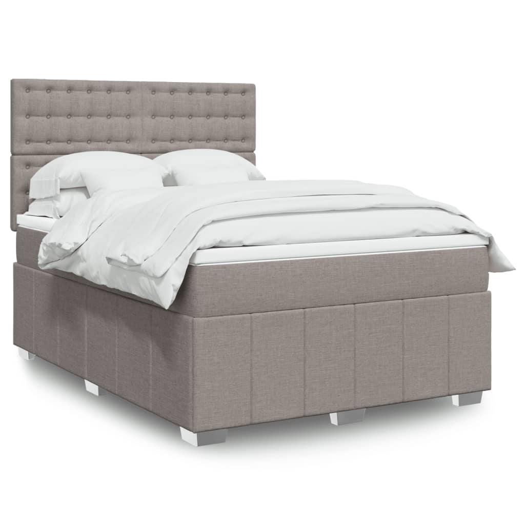 vidaXL Κρεβάτι Boxspring με Στρώμα Taupe 140x190 εκ. Υφασμάτινο