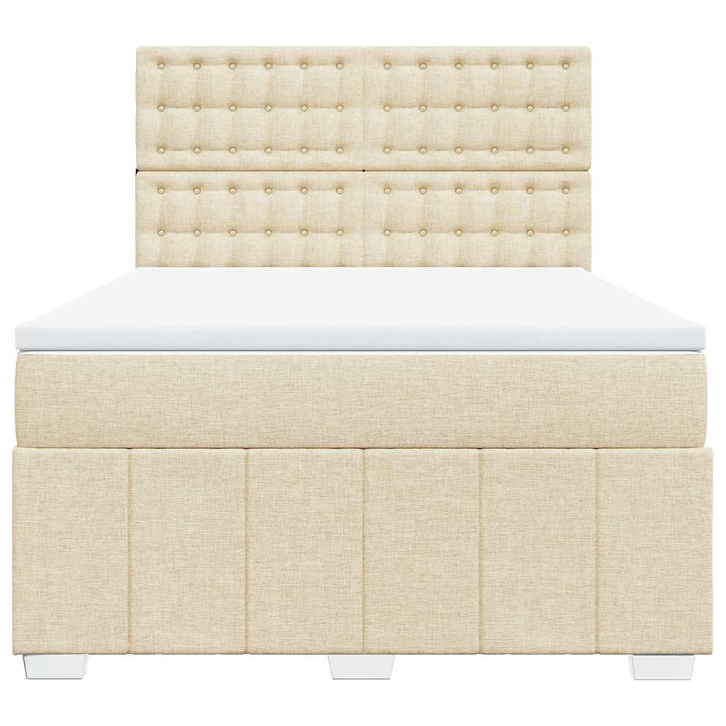 vidaXL Κρεβάτι Boxspring με Στρώμα Κρεμ 140x190 εκ. Υφασμάτινο