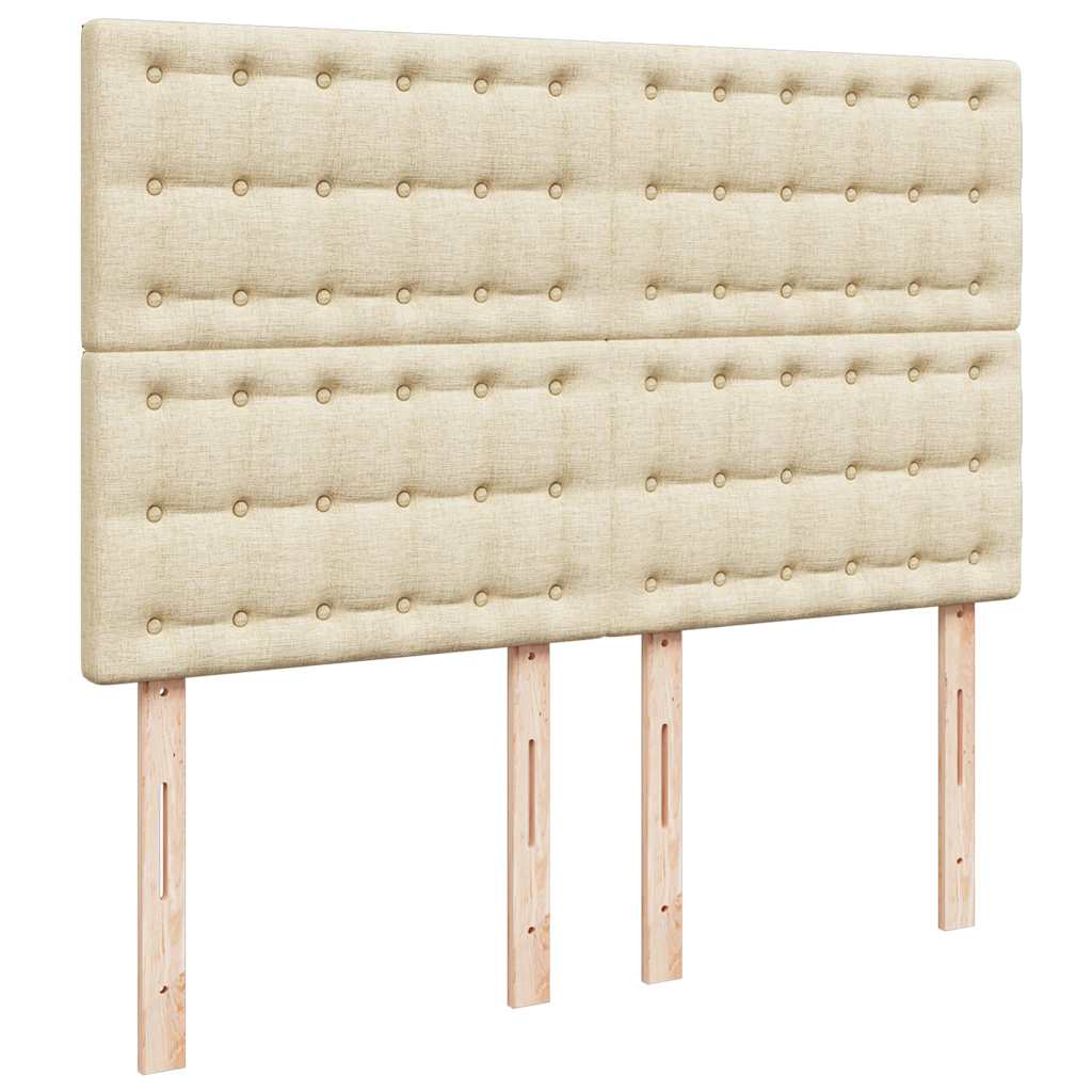 vidaXL Κρεβάτι Boxspring με Στρώμα Κρεμ 140x190 εκ. Υφασμάτινο
