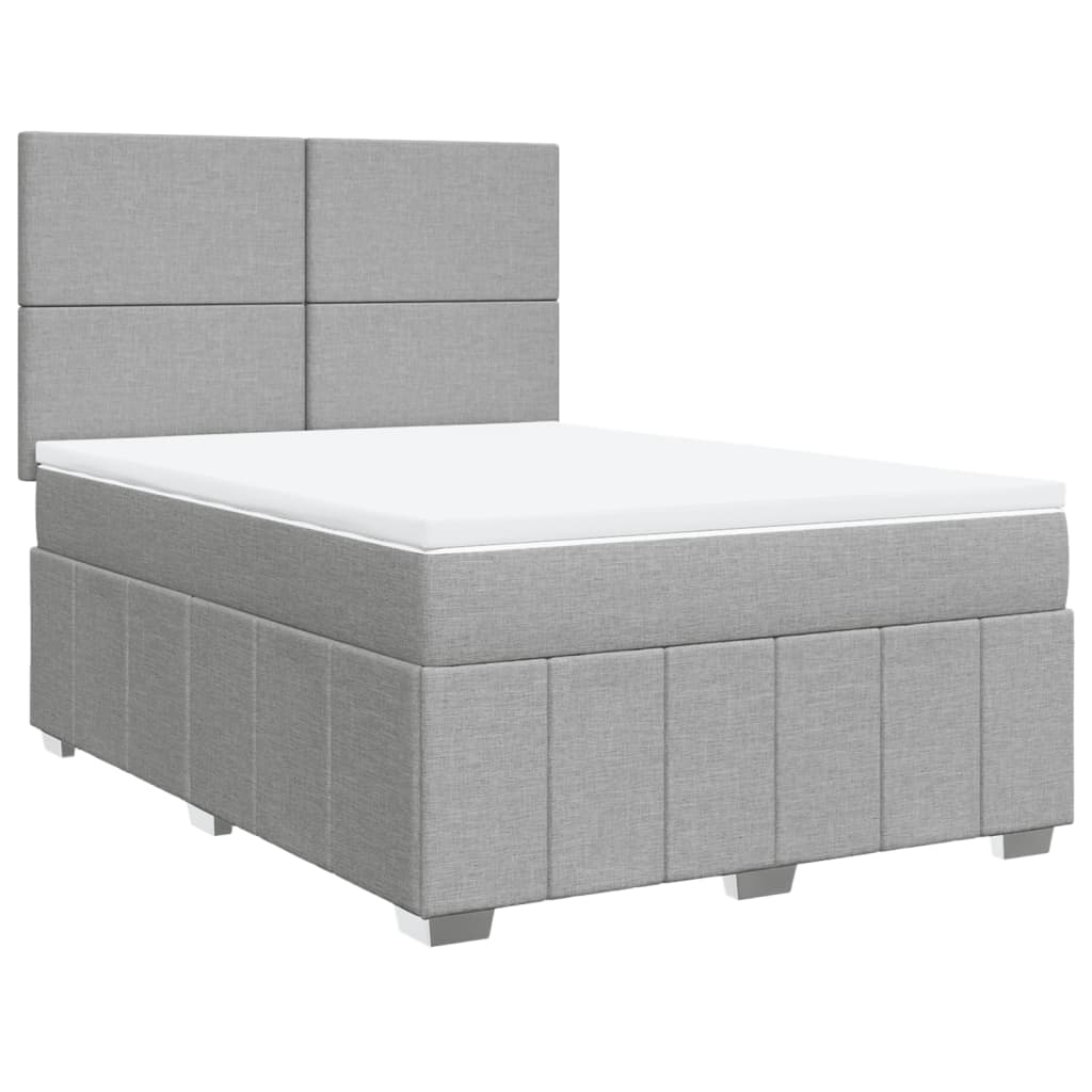 vidaXL Κρεβάτι Boxspring με Στρώμα Ανοιχτό Γκρι 140x200 εκ. Υφασμάτινο