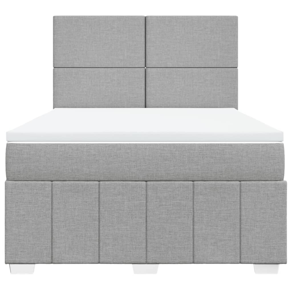vidaXL Κρεβάτι Boxspring με Στρώμα Ανοιχτό Γκρι 140x200 εκ. Υφασμάτινο